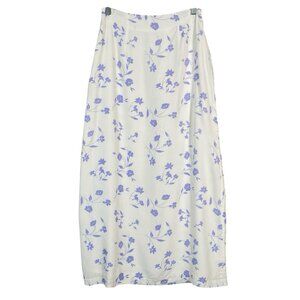 LUKA White Floral Maxi Skirt XS/S Purple Flowers Romantic Feminine Whimsical